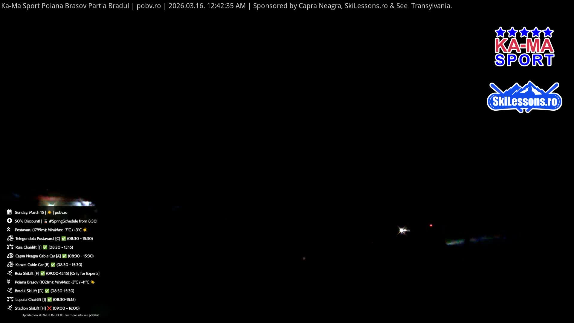 Poiana Brasov Ka-Ma Sport Ski Center Live Cam - Poiana Brasov, Braşov, Romania 