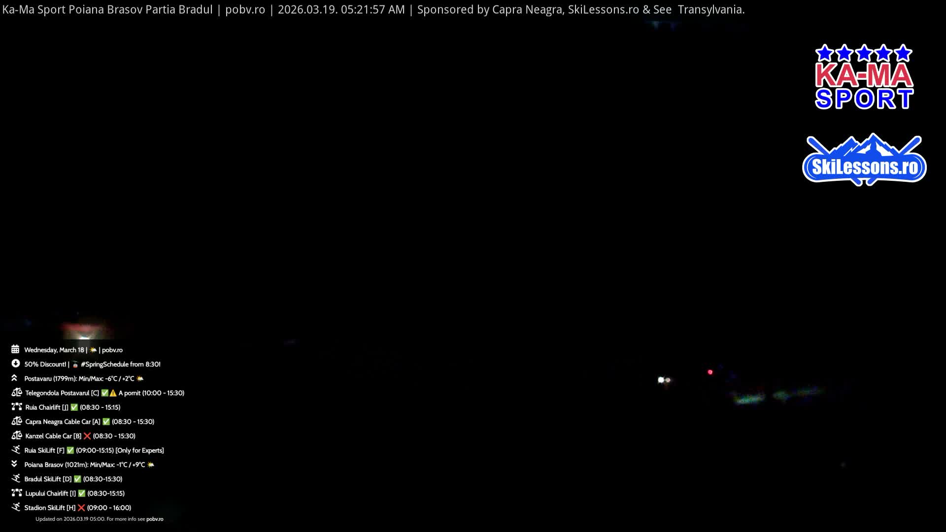 Poiana Brasov Ka-Ma Sport Ski Center Live Cam - Poiana Brasov, Braşov, Romania 