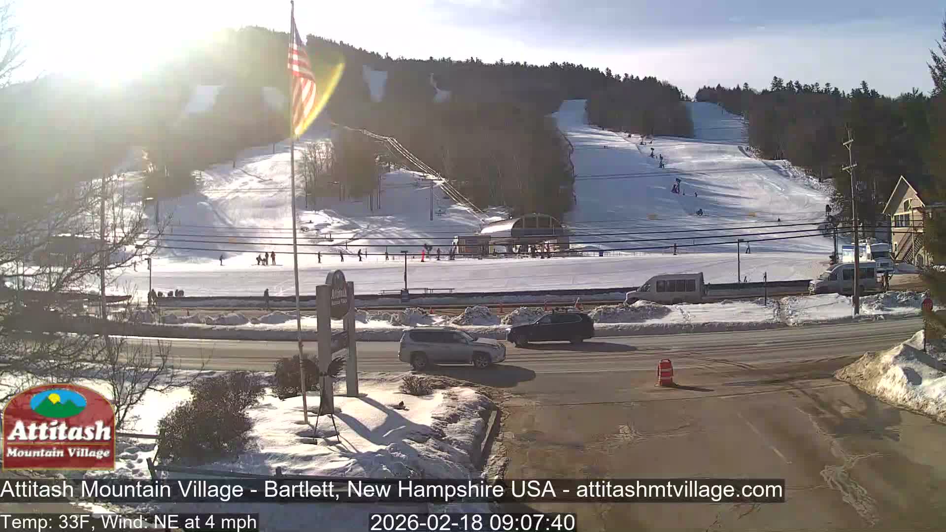 Attitash Mountain Village & Ski Slopes Live Cam - Bartlett, Carroll, New Hampshire, USA