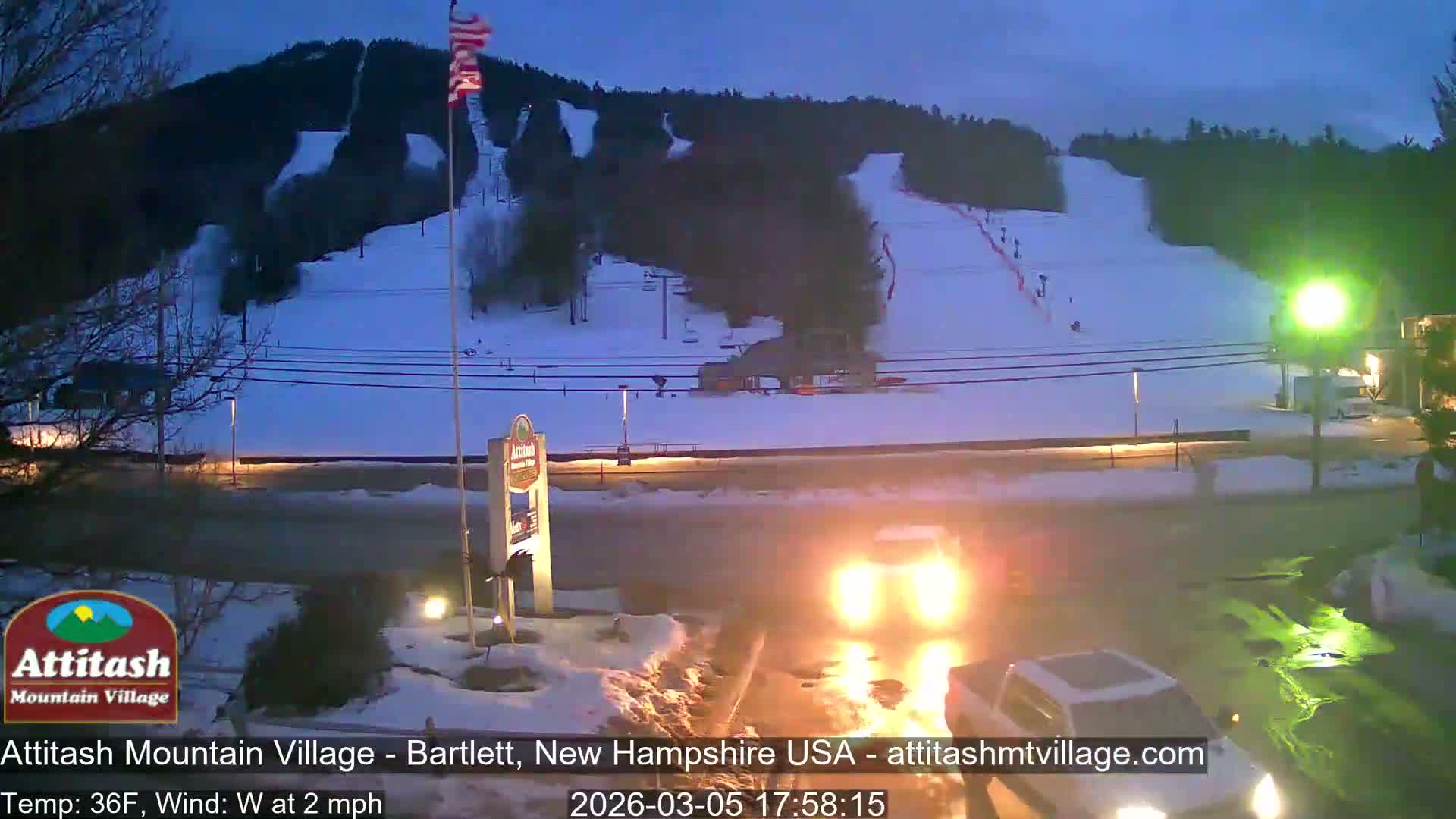 Attitash Mountain Village & Ski Slopes Live Cam - Bartlett, Carroll, New Hampshire, USA