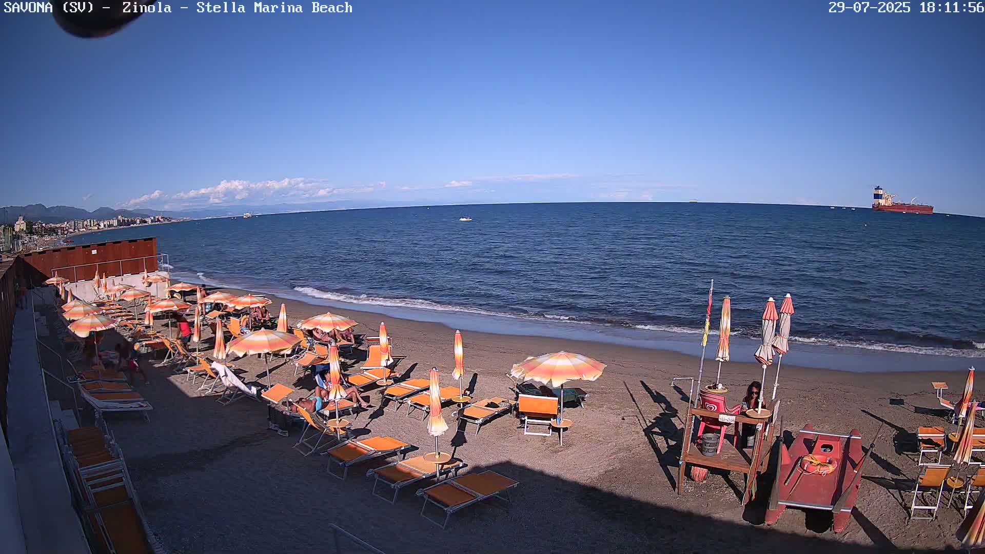 Savona, Spiaggia di Zinola Beach Live Cam - Savona, Liguria, Italy