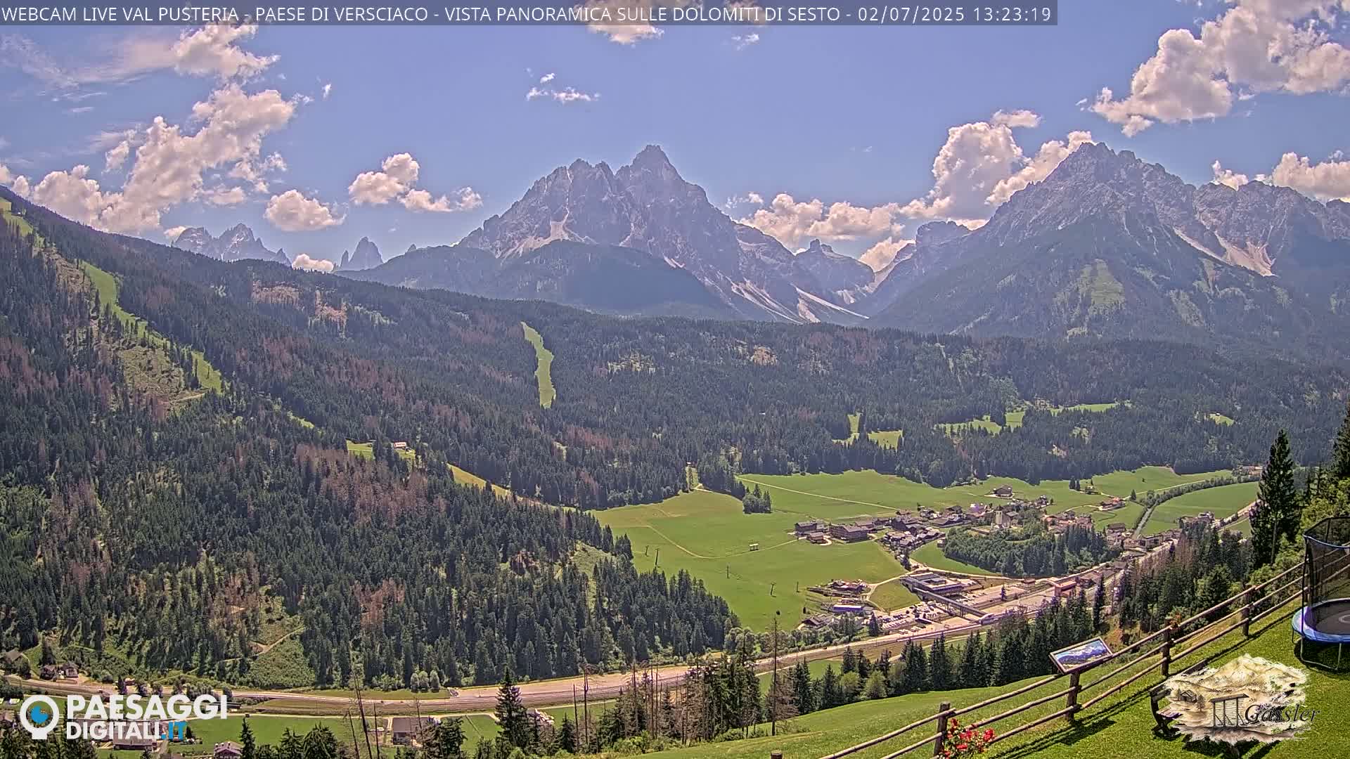 Val Pusteria (Puster Valley), Versciaco Vierschach Village & 3 Zinnen Dolomites Mountain View Live Cam - South Tyrol (Bolzano) , Trentino-South Tyrol (Trentino-Alto Adige/Südtirol), Italy