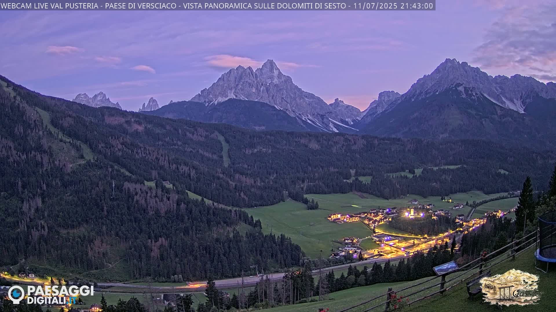 Val Pusteria (Puster Valley), Versciaco Vierschach Village & 3 Zinnen Dolomites Mountain View Live Cam - South Tyrol (Bolzano) , Trentino-South Tyrol (Trentino-Alto Adige/Südtirol), Italy