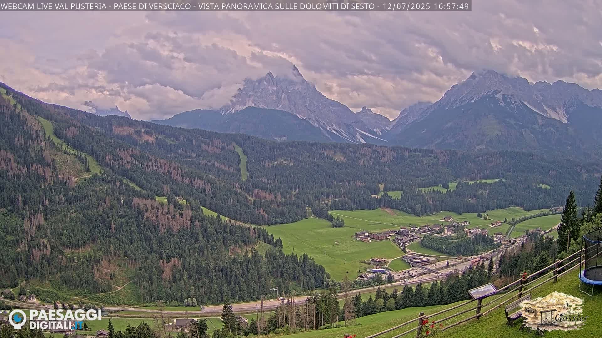 Val Pusteria (Puster Valley), Versciaco Vierschach Village & 3 Zinnen Dolomites Mountain View Live Cam - South Tyrol (Bolzano) , Trentino-South Tyrol (Trentino-Alto Adige/Südtirol), Italy