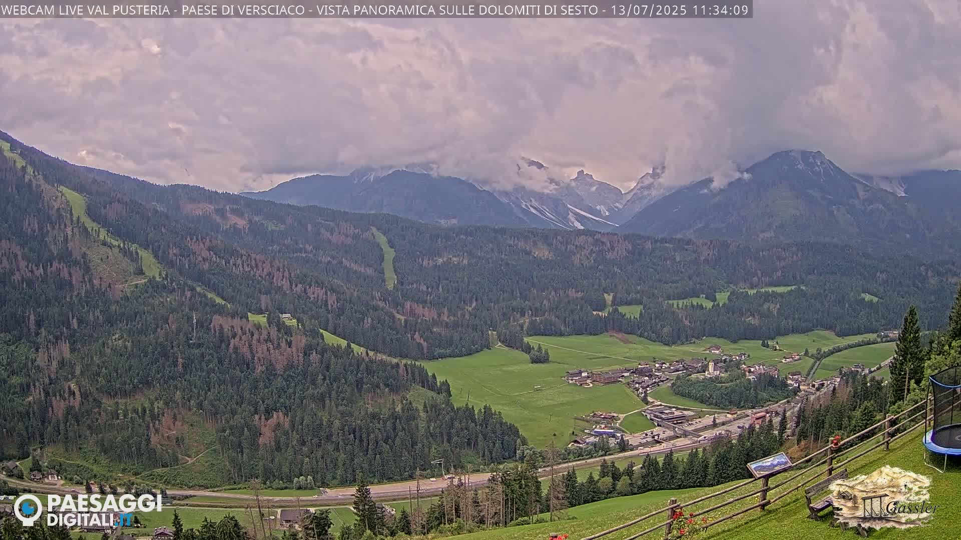 Val Pusteria (Puster Valley), Versciaco Vierschach Village & 3 Zinnen Dolomites Mountain View Live Cam - South Tyrol (Bolzano) , Trentino-South Tyrol (Trentino-Alto Adige/Südtirol), Italy