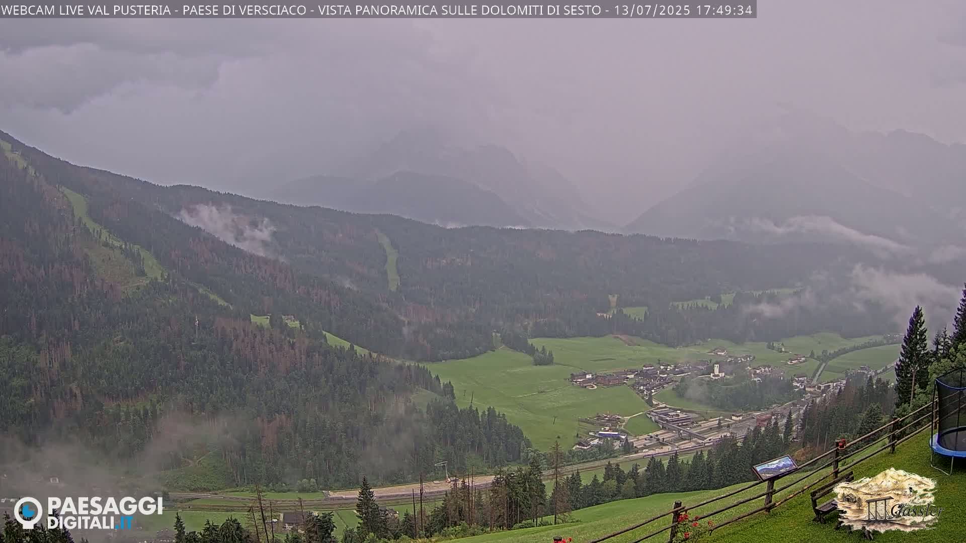 Val Pusteria (Puster Valley), Versciaco Vierschach Village & 3 Zinnen Dolomites Mountain View Live Cam - South Tyrol (Bolzano) , Trentino-South Tyrol (Trentino-Alto Adige/Südtirol), Italy