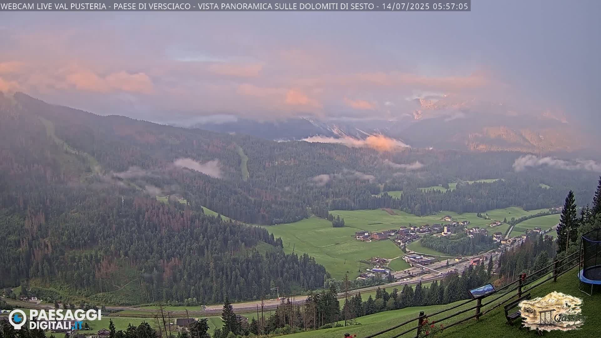 Val Pusteria (Puster Valley), Versciaco Vierschach Village & 3 Zinnen Dolomites Mountain View Live Cam - South Tyrol (Bolzano) , Trentino-South Tyrol (Trentino-Alto Adige/Südtirol), Italy
