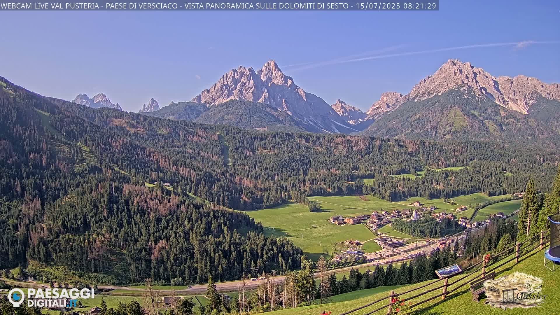 Val Pusteria (Puster Valley), Versciaco Vierschach Village & 3 Zinnen Dolomites Mountain View Live Cam - South Tyrol (Bolzano) , Trentino-South Tyrol (Trentino-Alto Adige/Südtirol), Italy