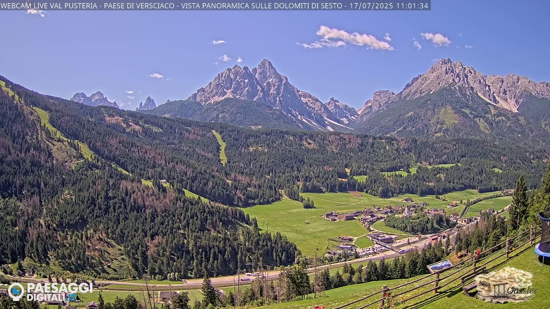 Val Pusteria (Puster Valley), Versciaco Vierschach Village & 3 Zinnen Dolomites Mountain View Live Cam - South Tyrol (Bolzano) , Trentino-South Tyrol (Trentino-Alto Adige/Südtirol), Italy