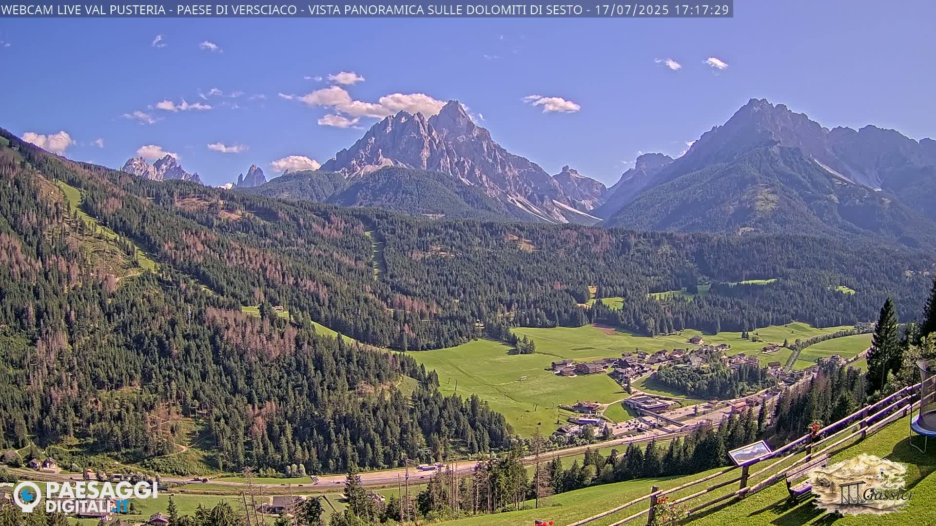 Val Pusteria (Puster Valley), Versciaco Vierschach Village & 3 Zinnen Dolomites Mountain View Live Cam - South Tyrol (Bolzano) , Trentino-South Tyrol (Trentino-Alto Adige/Südtirol), Italy