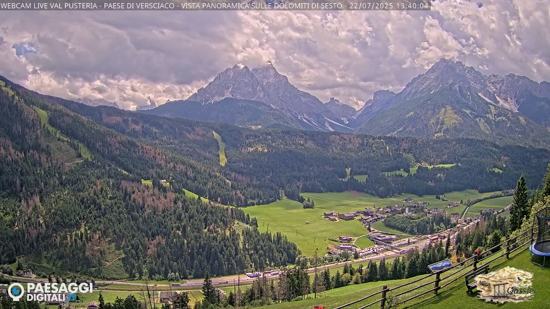 Val Pusteria (Puster Valley), Versciaco Vierschach Village & 3 Zinnen Dolomites Mountain View Live Cam - South Tyrol (Bolzano) , Trentino-South Tyrol (Trentino-Alto Adige/Südtirol), Italy