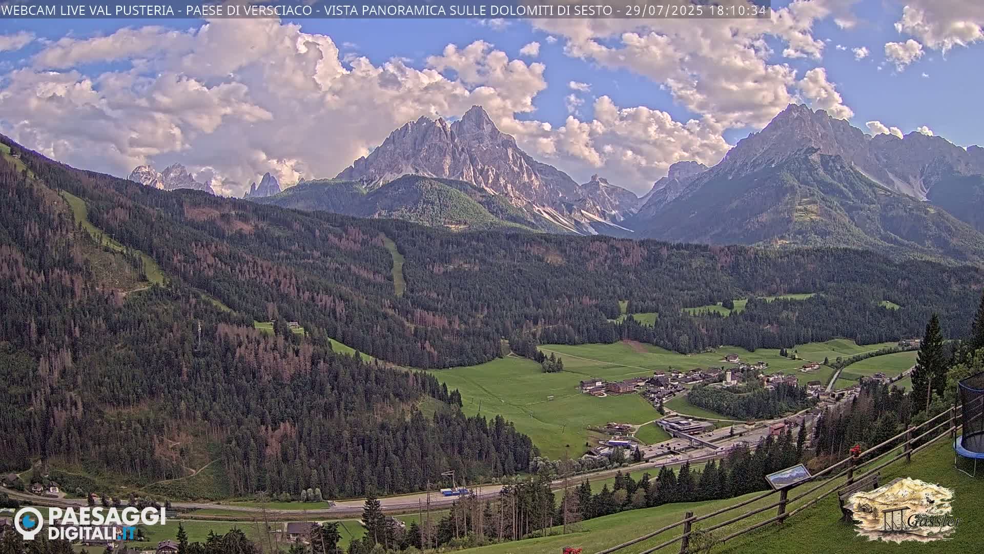 Val Pusteria (Puster Valley), Versciaco Vierschach Village & 3 Zinnen Dolomites Mountain View Live Cam - South Tyrol (Bolzano) , Trentino-South Tyrol (Trentino-Alto Adige/Südtirol), Italy