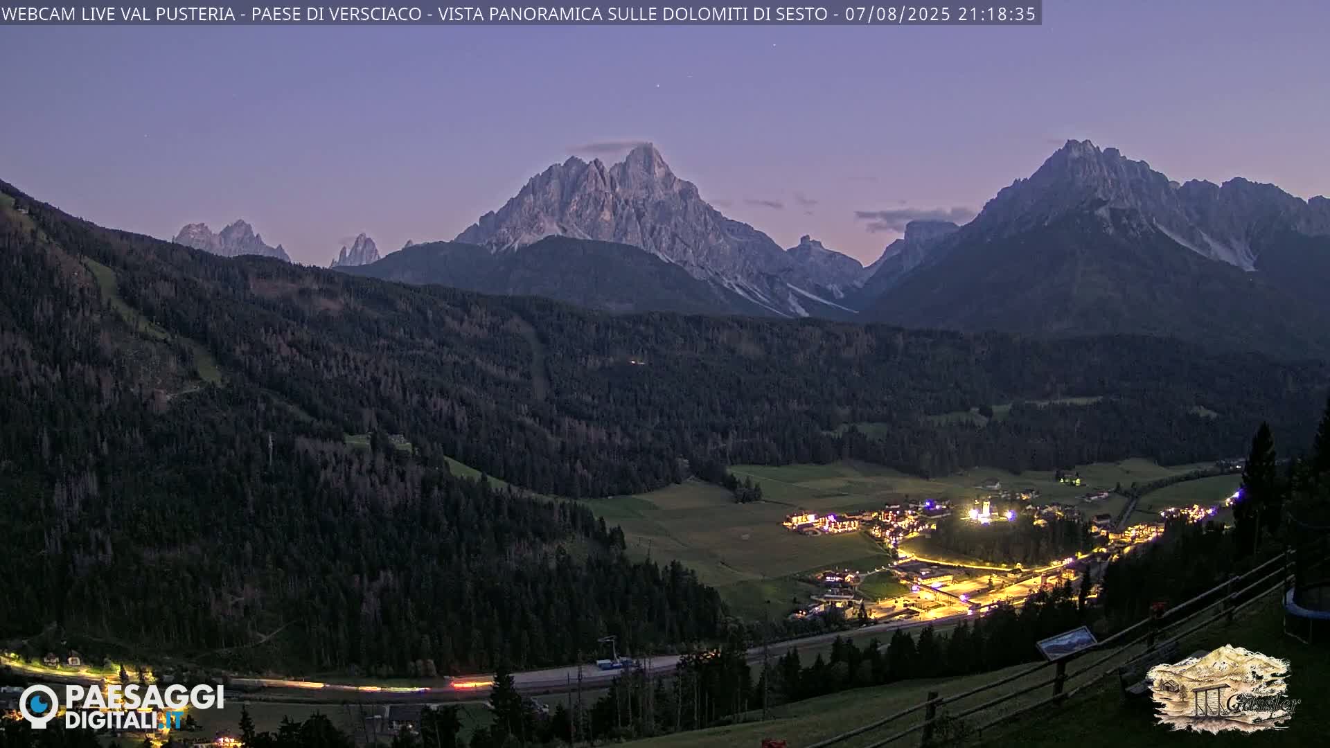 Val Pusteria (Puster Valley), Versciaco Vierschach Village & 3 Zinnen Dolomites Mountain View Live Cam - South Tyrol (Bolzano) , Trentino-South Tyrol (Trentino-Alto Adige/Südtirol), Italy