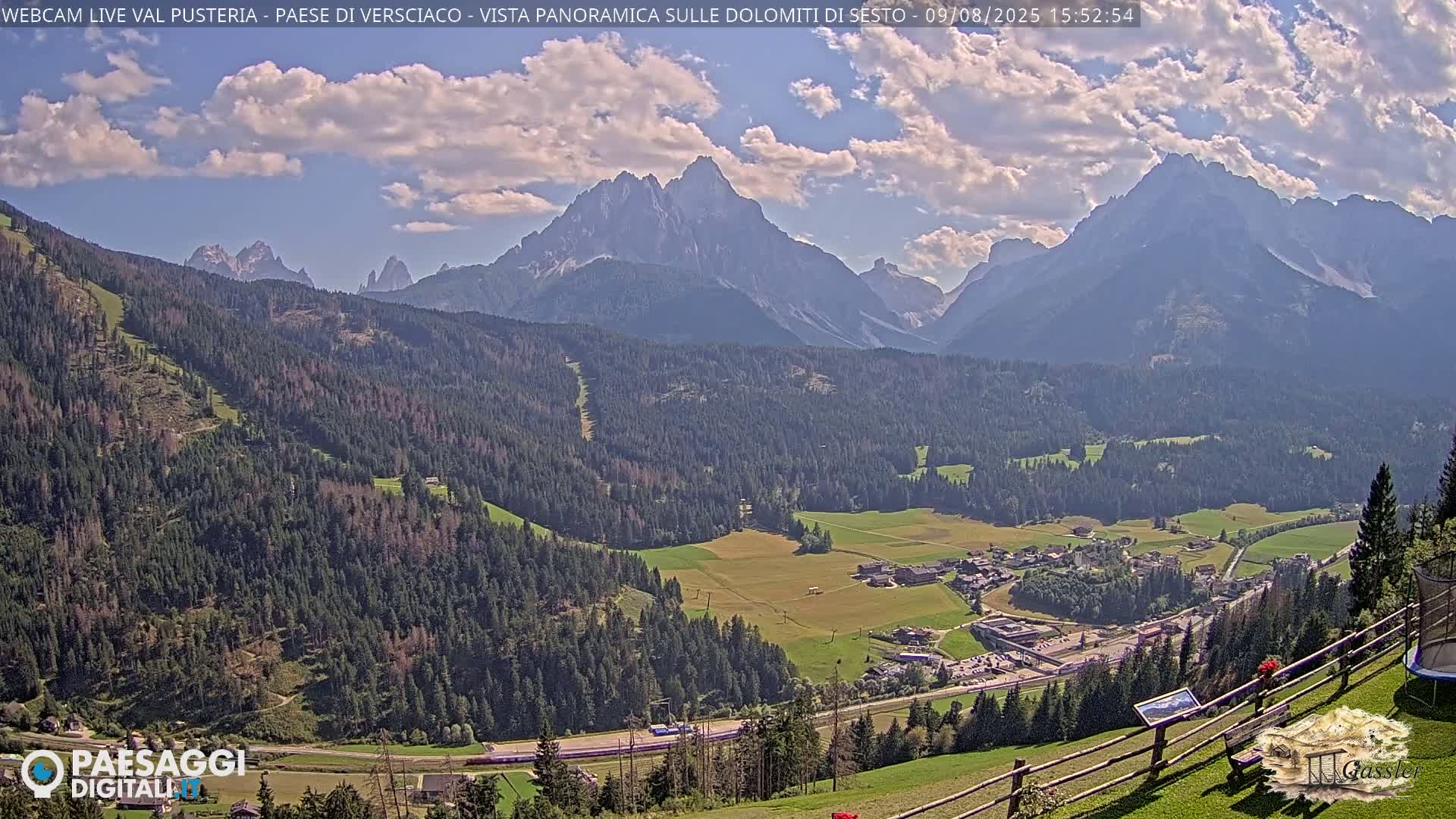 Val Pusteria (Puster Valley), Versciaco Vierschach Village & 3 Zinnen Dolomites Mountain View Live Cam - South Tyrol (Bolzano) , Trentino-South Tyrol (Trentino-Alto Adige/Südtirol), Italy