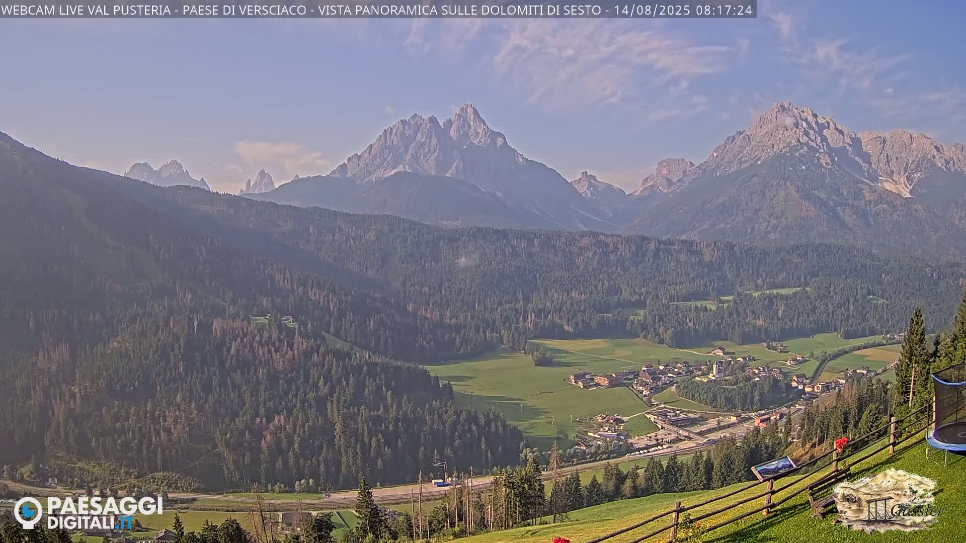 Val Pusteria (Puster Valley), Versciaco Vierschach Village & 3 Zinnen Dolomites Mountain View Live Cam - South Tyrol (Bolzano) , Trentino-South Tyrol (Trentino-Alto Adige/Südtirol), Italy