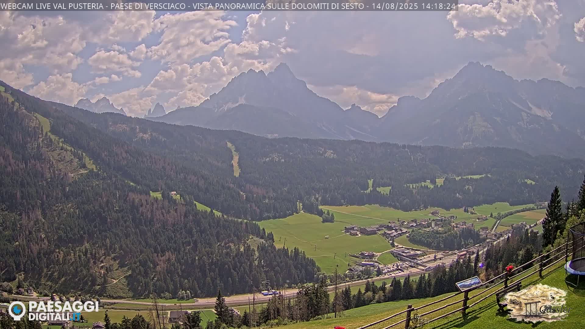 Val Pusteria (Puster Valley), Versciaco Vierschach Village & 3 Zinnen Dolomites Mountain View Live Cam - South Tyrol (Bolzano) , Trentino-South Tyrol (Trentino-Alto Adige/Südtirol), Italy