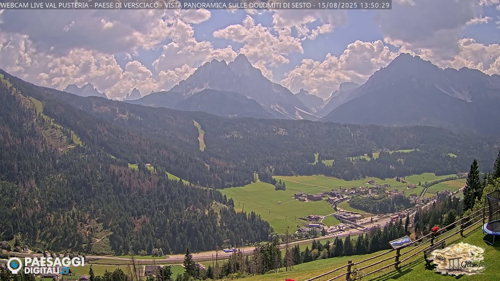 Val Pusteria (Puster Valley), Versciaco Vierschach Village & 3 Zinnen Dolomites Mountain View Live Cam - South Tyrol (Bolzano) , Trentino-South Tyrol (Trentino-Alto Adige/Südtirol), Italy