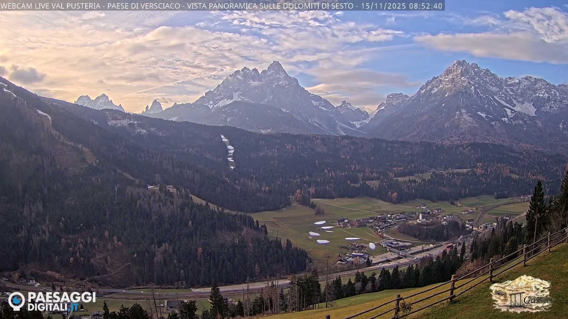 Val Pusteria (Puster Valley), Versciaco Vierschach Village & 3 Zinnen Dolomites Mountain View Live Cam - South Tyrol (Bolzano) , Trentino-South Tyrol (Trentino-Alto Adige/Südtirol), Italy