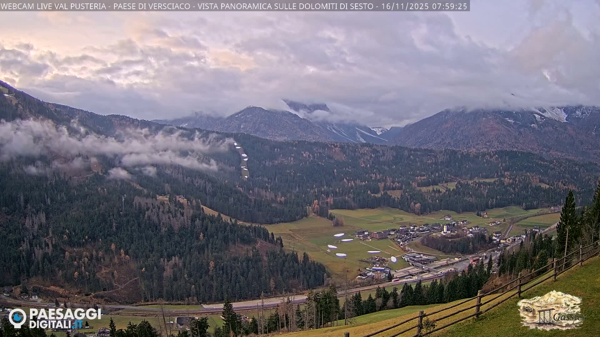 Val Pusteria (Puster Valley), Versciaco Vierschach Village & 3 Zinnen Dolomites Mountain View Live Cam - South Tyrol (Bolzano) , Trentino-South Tyrol (Trentino-Alto Adige/Südtirol), Italy