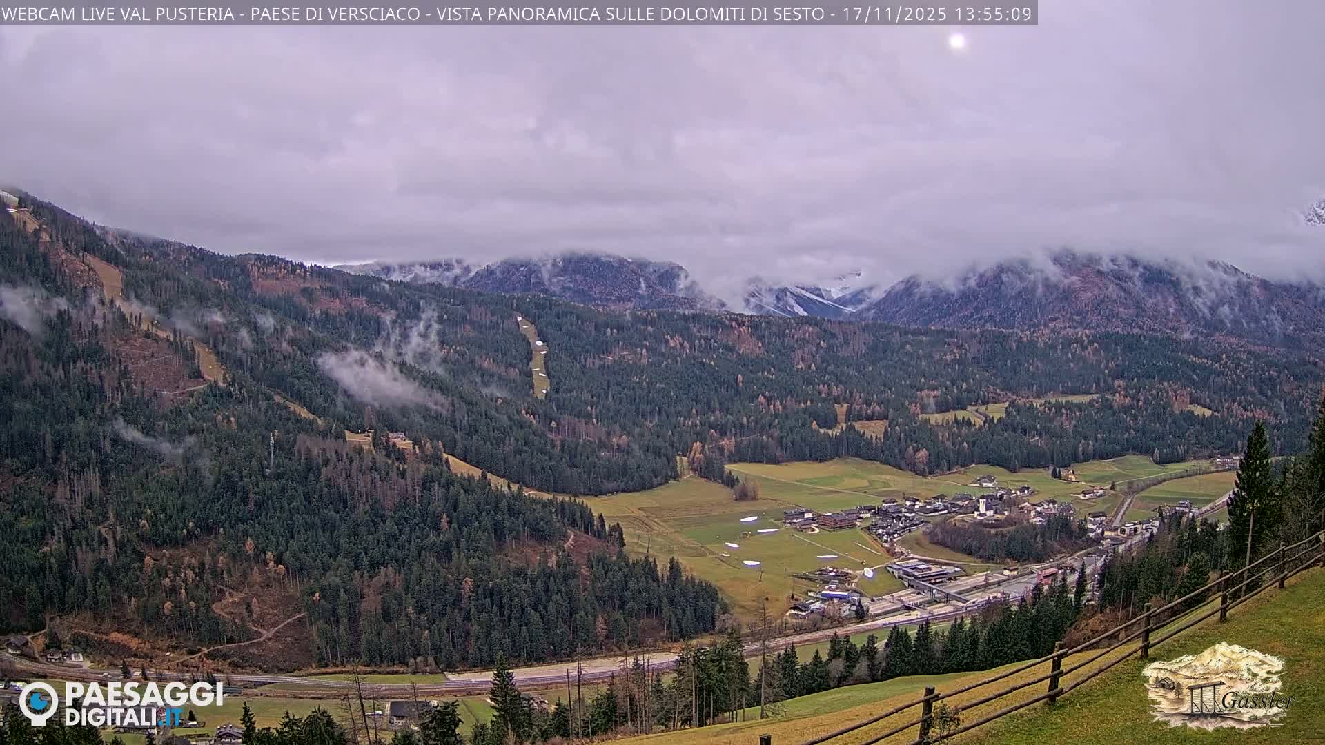 Val Pusteria (Puster Valley), Versciaco Vierschach Village & 3 Zinnen Dolomites Mountain View Live Cam - South Tyrol (Bolzano) , Trentino-South Tyrol (Trentino-Alto Adige/Südtirol), Italy