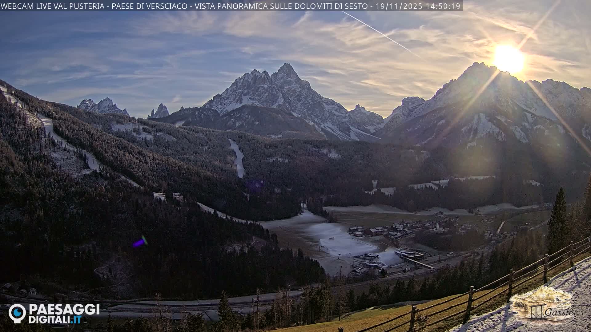 Val Pusteria (Puster Valley), Versciaco Vierschach Village & 3 Zinnen Dolomites Mountain View Live Cam - South Tyrol (Bolzano) , Trentino-South Tyrol (Trentino-Alto Adige/Südtirol), Italy