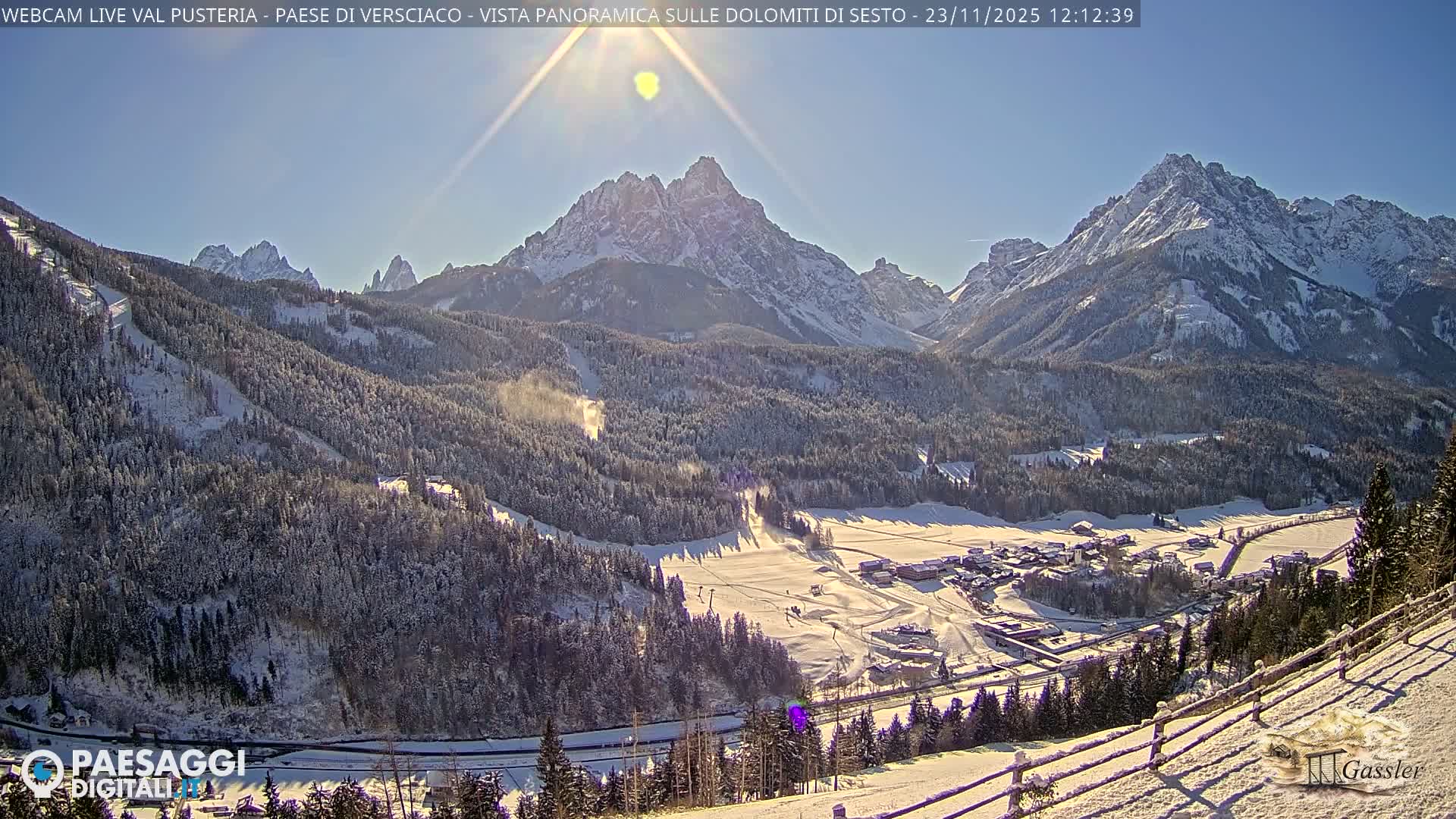 Val Pusteria (Puster Valley), Versciaco Vierschach Village & 3 Zinnen Dolomites Mountain View Live Cam - South Tyrol (Bolzano) , Trentino-South Tyrol (Trentino-Alto Adige/Südtirol), Italy