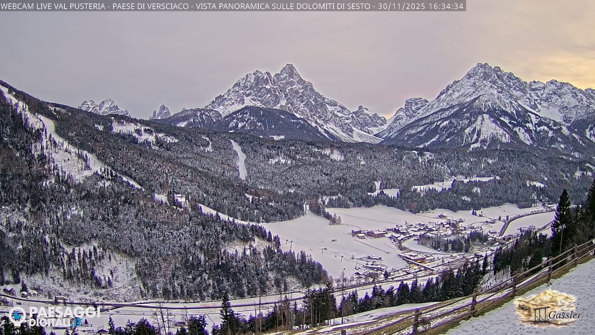 Val Pusteria (Puster Valley), Versciaco Vierschach Village & 3 Zinnen Dolomites Mountain View Live Cam - South Tyrol (Bolzano) , Trentino-South Tyrol (Trentino-Alto Adige/Südtirol), Italy