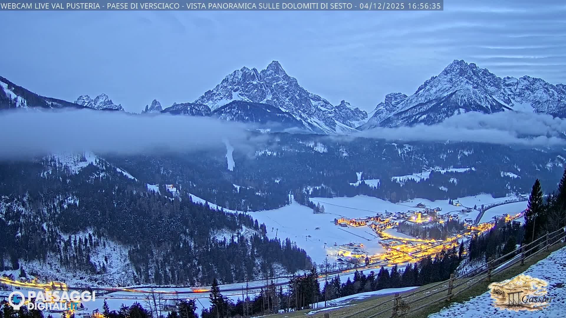 Val Pusteria (Puster Valley), Versciaco Vierschach Village & 3 Zinnen Dolomites Mountain View Live Cam - South Tyrol (Bolzano) , Trentino-South Tyrol (Trentino-Alto Adige/Südtirol), Italy