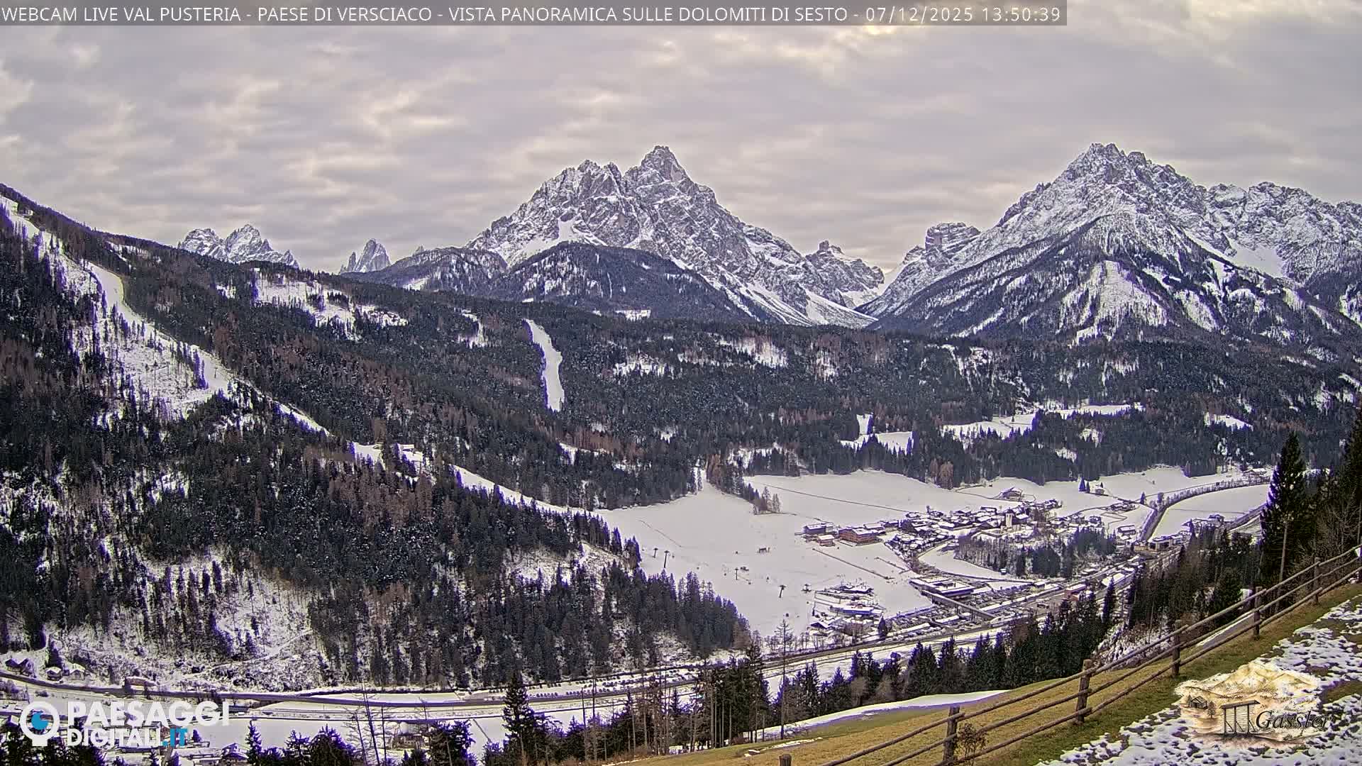 Val Pusteria (Puster Valley), Versciaco Vierschach Village & 3 Zinnen Dolomites Mountain View Live Cam - South Tyrol (Bolzano) , Trentino-South Tyrol (Trentino-Alto Adige/Südtirol), Italy