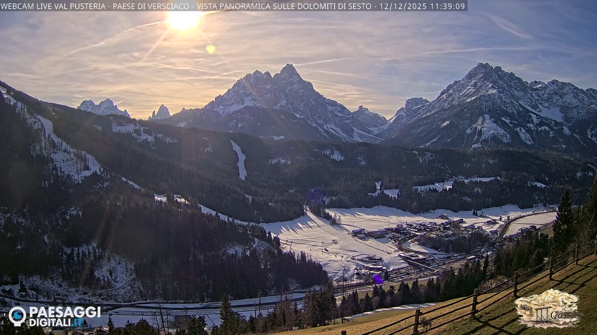 Val Pusteria (Puster Valley), Versciaco Vierschach Village & 3 Zinnen Dolomites Mountain View Live Cam - South Tyrol (Bolzano) , Trentino-South Tyrol (Trentino-Alto Adige/Südtirol), Italy