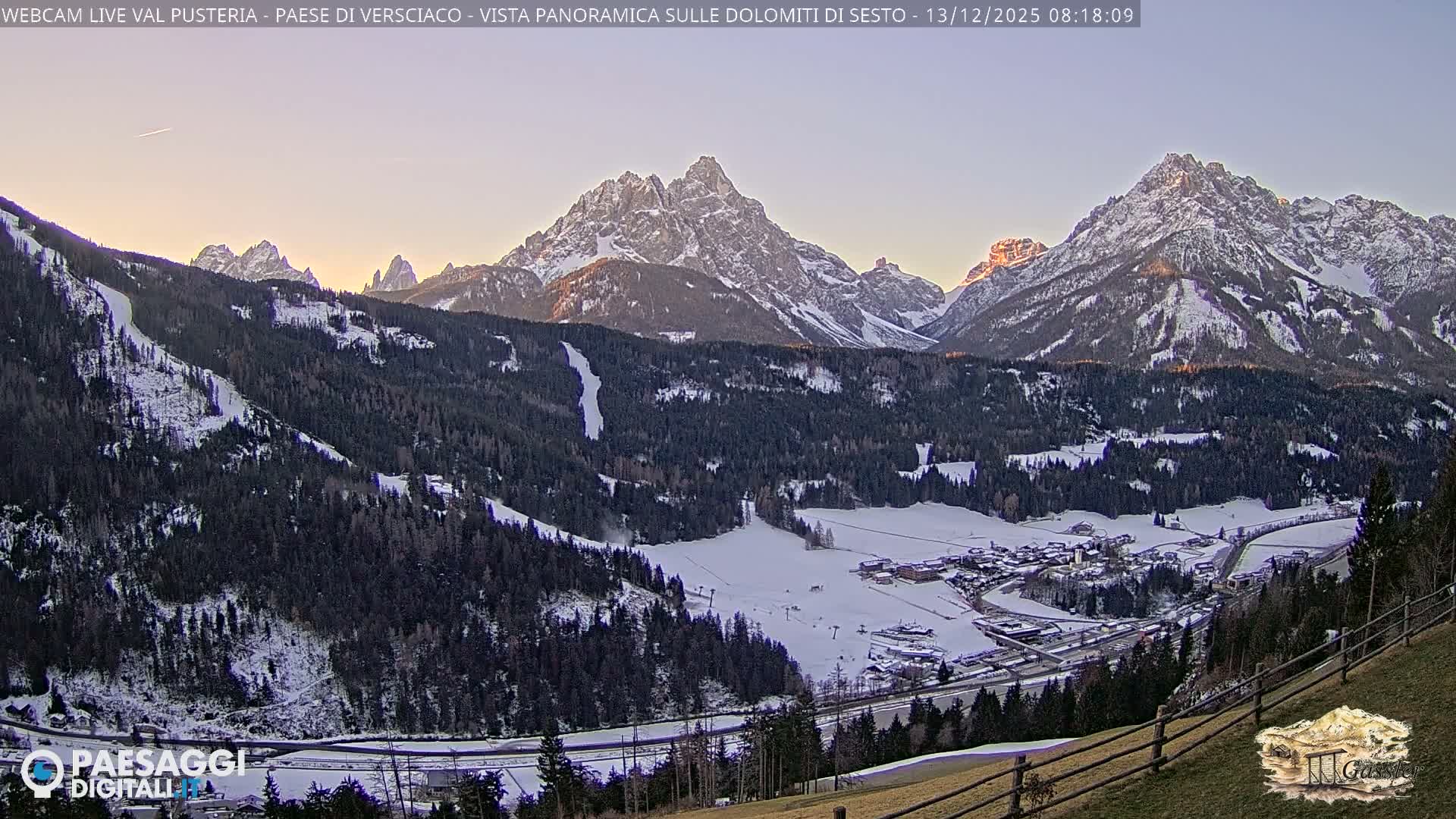 Val Pusteria (Puster Valley), Versciaco Vierschach Village & 3 Zinnen Dolomites Mountain View Live Cam - South Tyrol (Bolzano) , Trentino-South Tyrol (Trentino-Alto Adige/Südtirol), Italy