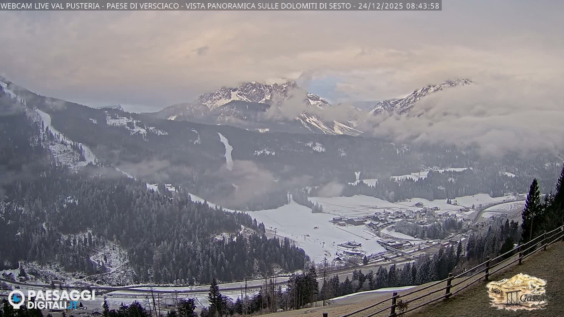 Val Pusteria (Puster Valley), Versciaco Vierschach Village & 3 Zinnen Dolomites Mountain View Live Cam - South Tyrol (Bolzano) , Trentino-South Tyrol (Trentino-Alto Adige/Südtirol), Italy