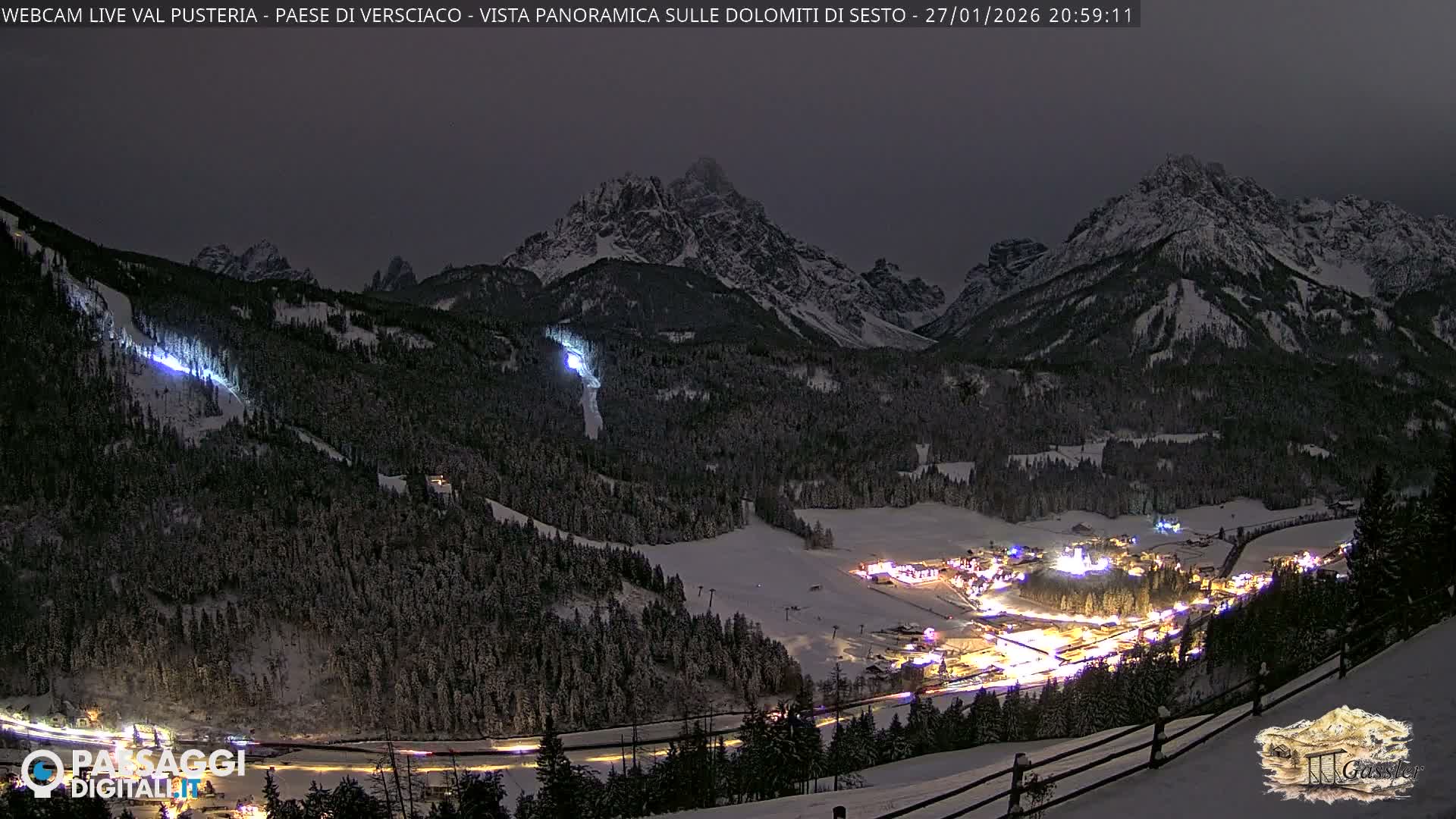 Val Pusteria (Puster Valley), Versciaco Vierschach Village & 3 Zinnen Dolomites Mountain View Live Cam - South Tyrol (Bolzano) , Trentino-South Tyrol (Trentino-Alto Adige/Südtirol), Italy