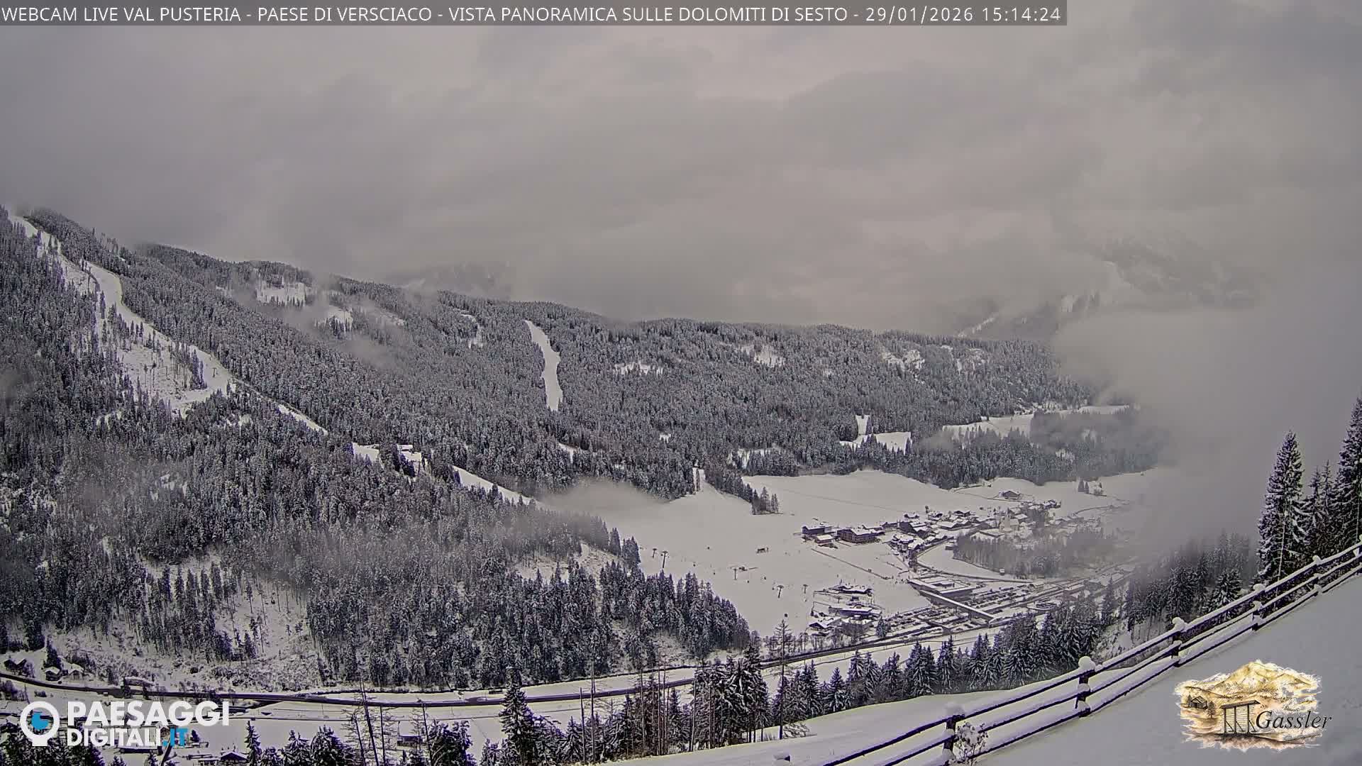 Val Pusteria (Puster Valley), Versciaco Vierschach Village & 3 Zinnen Dolomites Mountain View Live Cam - South Tyrol (Bolzano) , Trentino-South Tyrol (Trentino-Alto Adige/Südtirol), Italy