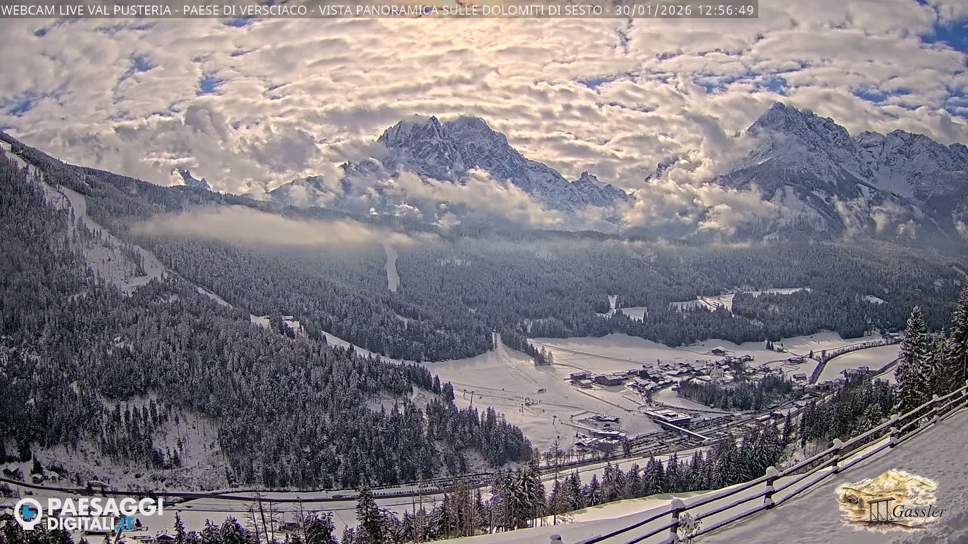 Val Pusteria (Puster Valley), Versciaco Vierschach Village & 3 Zinnen Dolomites Mountain View Live Cam - South Tyrol (Bolzano) , Trentino-South Tyrol (Trentino-Alto Adige/Südtirol), Italy