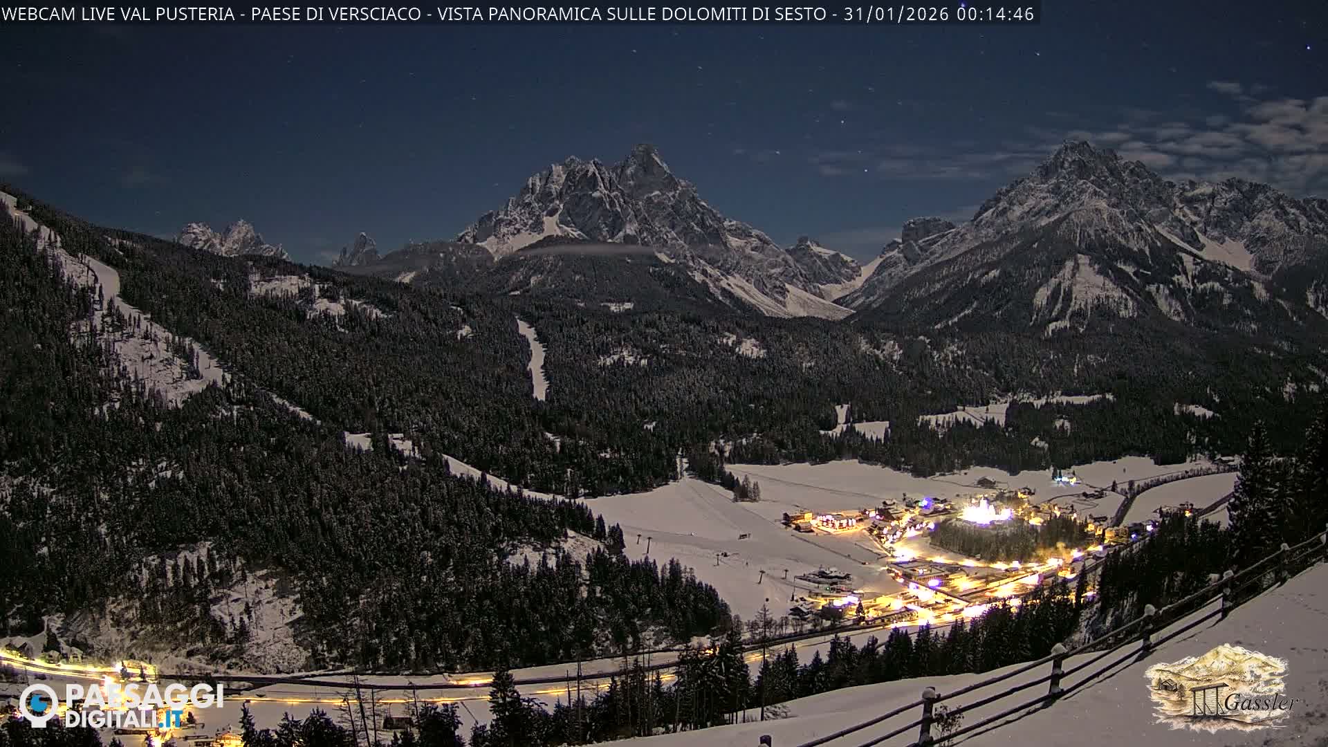 Val Pusteria (Puster Valley), Versciaco Vierschach Village & 3 Zinnen Dolomites Mountain View Live Cam - South Tyrol (Bolzano) , Trentino-South Tyrol (Trentino-Alto Adige/Südtirol), Italy