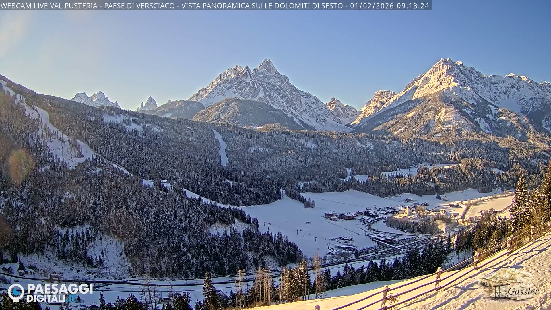 Val Pusteria (Puster Valley), Versciaco Vierschach Village & 3 Zinnen Dolomites Mountain View Live Cam - South Tyrol (Bolzano) , Trentino-South Tyrol (Trentino-Alto Adige/Südtirol), Italy