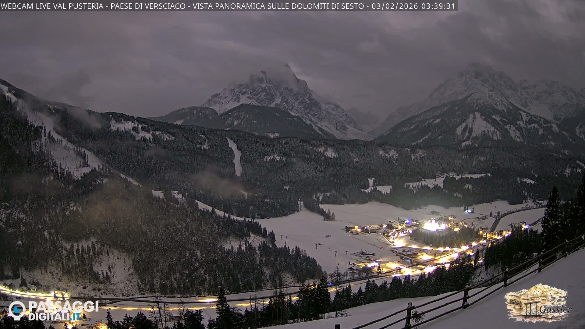 Val Pusteria (Puster Valley), Versciaco Vierschach Village & 3 Zinnen Dolomites Mountain View Live Cam - South Tyrol (Bolzano) , Trentino-South Tyrol (Trentino-Alto Adige/Südtirol), Italy