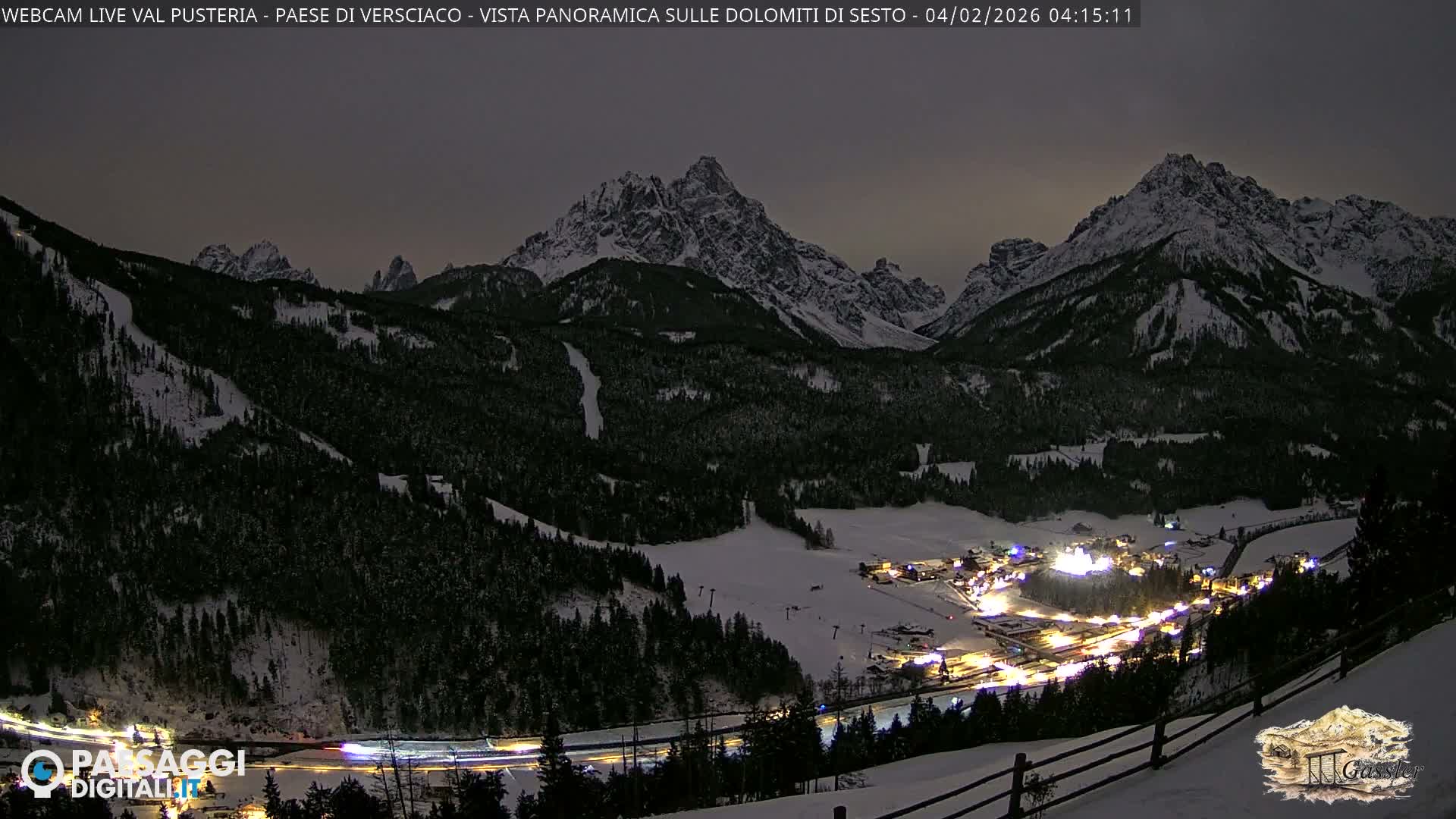 Val Pusteria (Puster Valley), Versciaco Vierschach Village & 3 Zinnen Dolomites Mountain View Live Cam - South Tyrol (Bolzano) , Trentino-South Tyrol (Trentino-Alto Adige/Südtirol), Italy