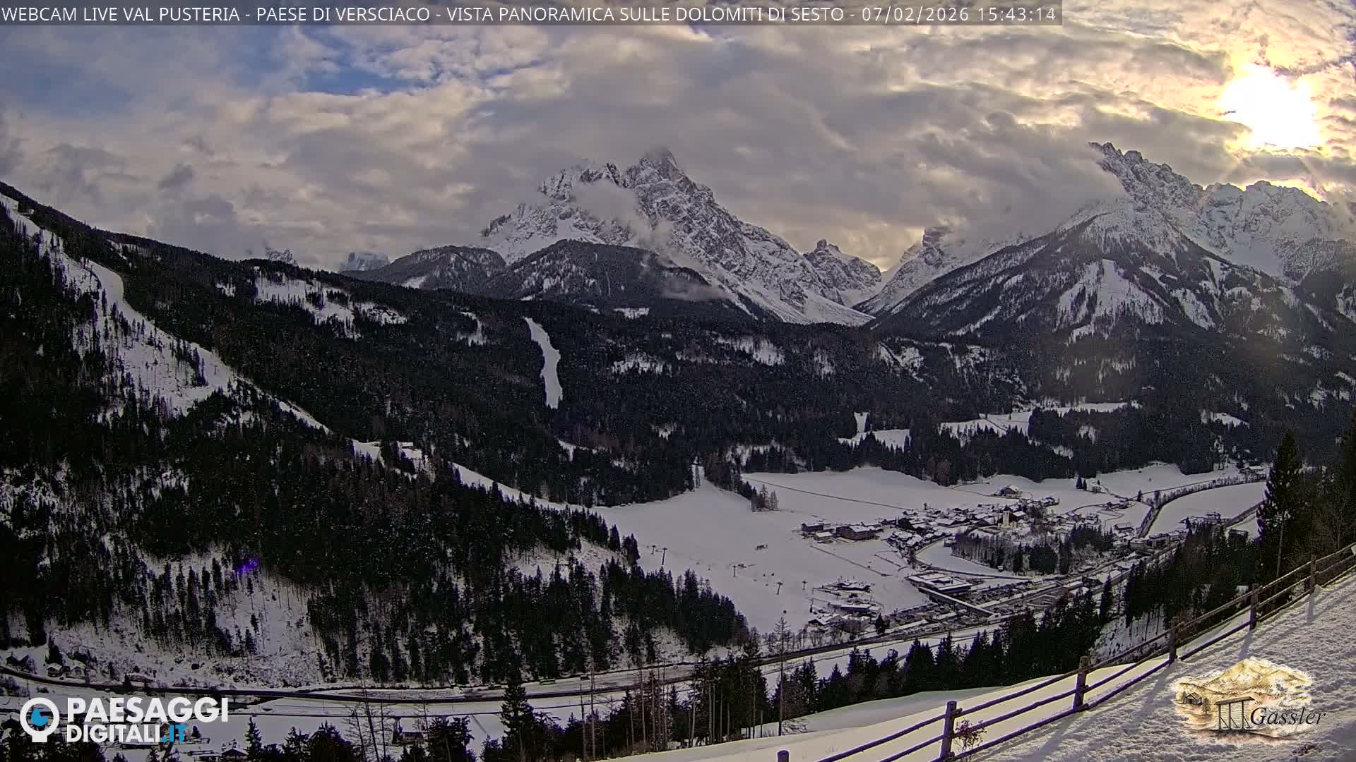 Val Pusteria (Puster Valley), Versciaco Vierschach Village & 3 Zinnen Dolomites Mountain View Live Cam - South Tyrol (Bolzano) , Trentino-South Tyrol (Trentino-Alto Adige/Südtirol), Italy