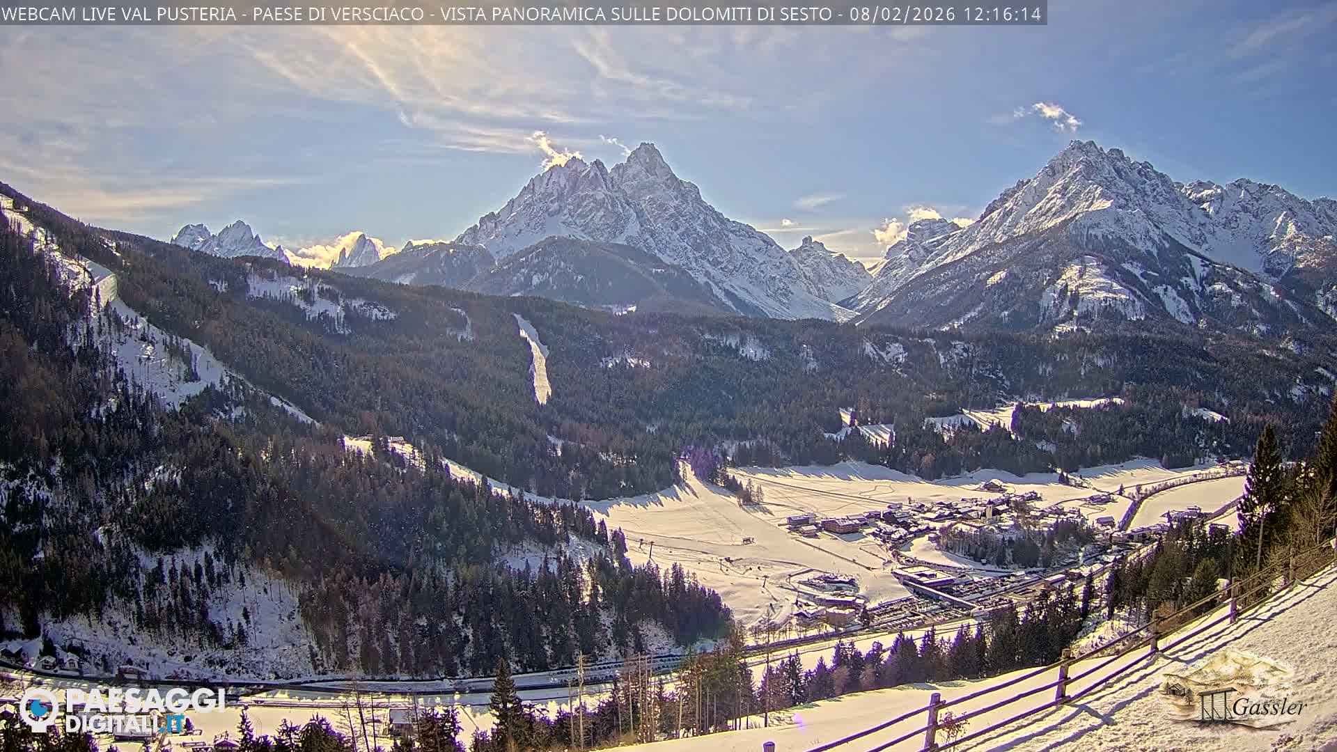 Val Pusteria (Puster Valley), Versciaco Vierschach Village & 3 Zinnen Dolomites Mountain View Live Cam - South Tyrol (Bolzano) , Trentino-South Tyrol (Trentino-Alto Adige/Südtirol), Italy