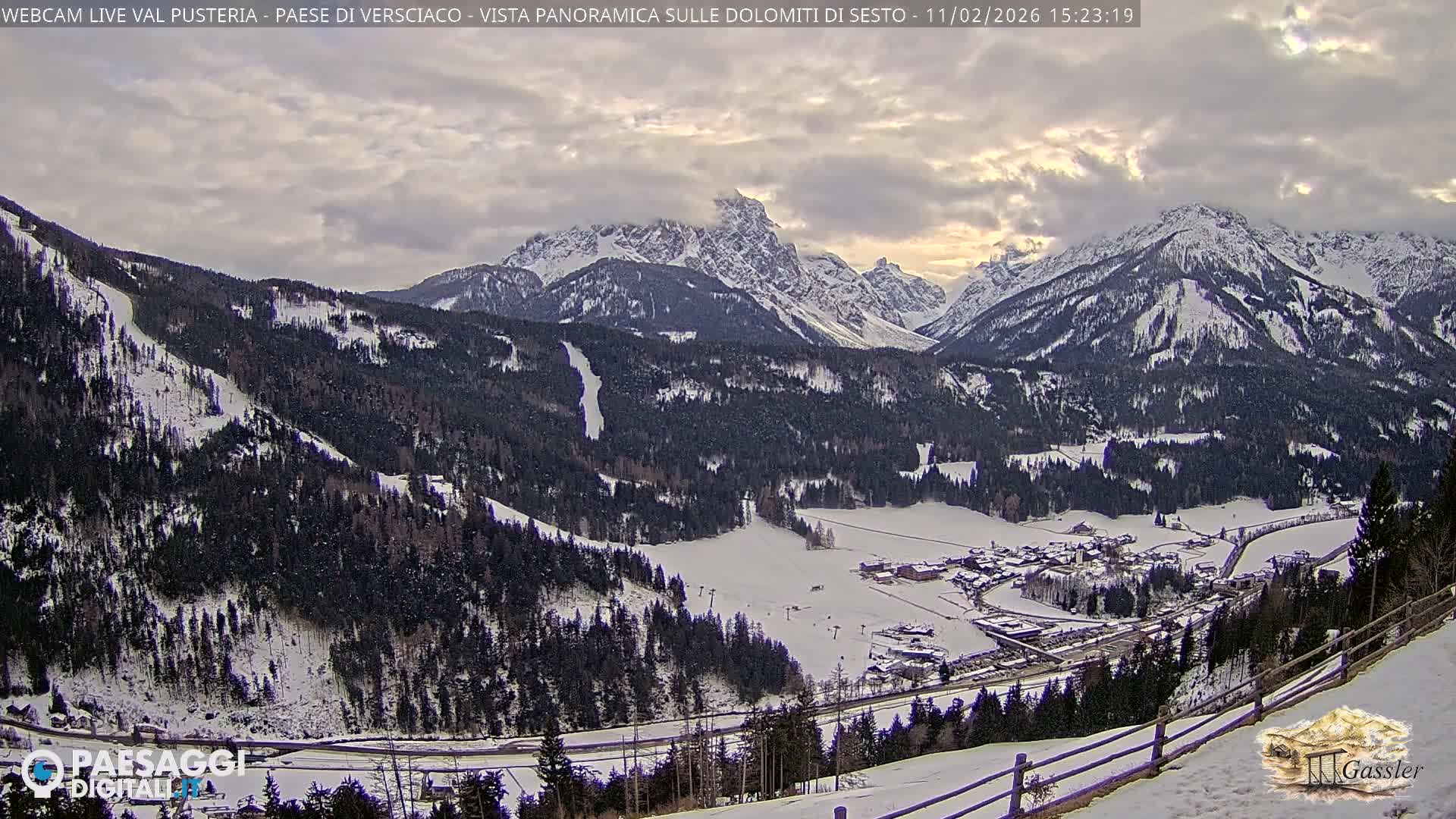 Val Pusteria (Puster Valley), Versciaco Vierschach Village & 3 Zinnen Dolomites Mountain View Live Cam - South Tyrol (Bolzano) , Trentino-South Tyrol (Trentino-Alto Adige/Südtirol), Italy