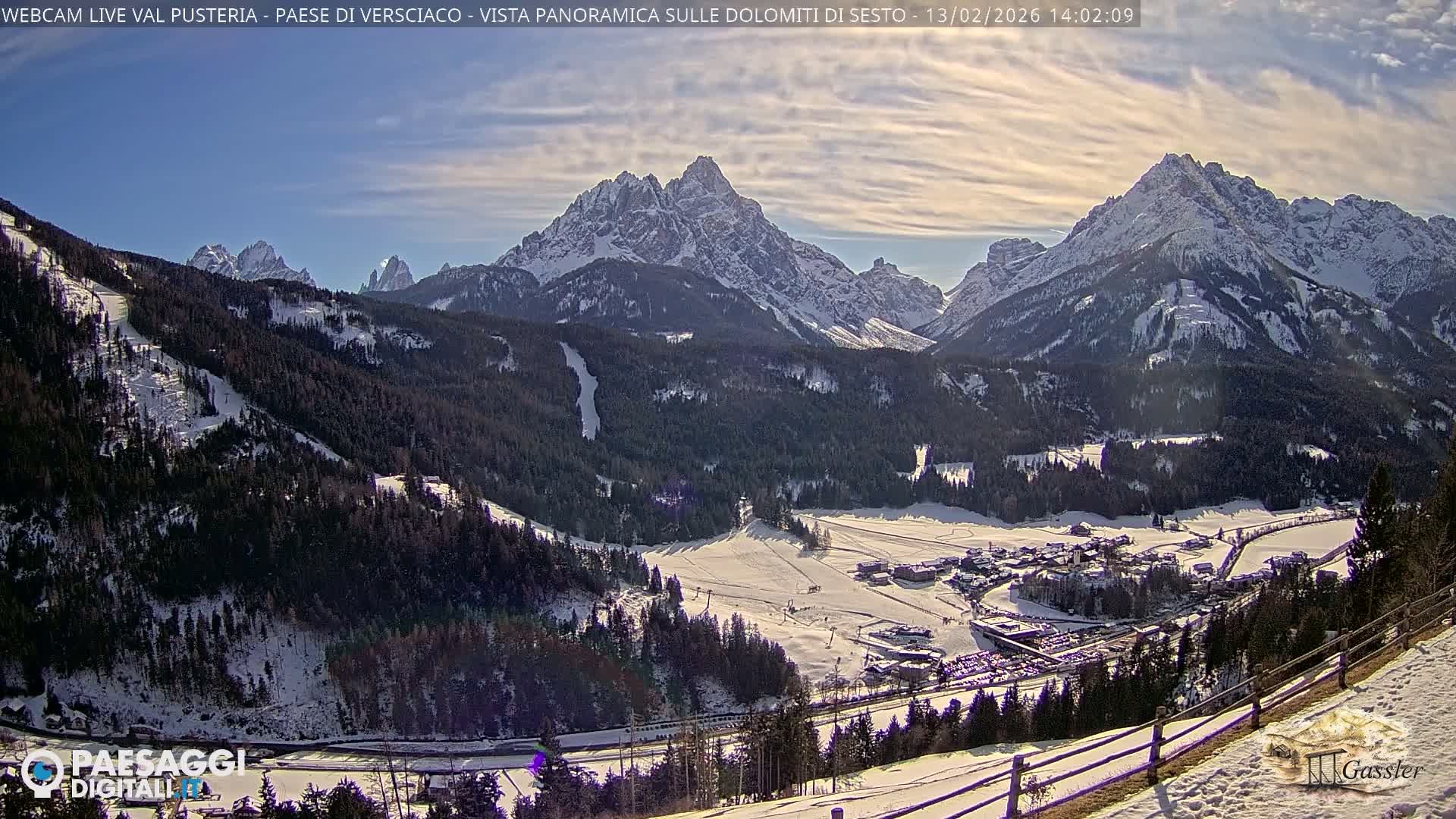 Val Pusteria (Puster Valley), Versciaco Vierschach Village & 3 Zinnen Dolomites Mountain View Live Cam - South Tyrol (Bolzano) , Trentino-South Tyrol (Trentino-Alto Adige/Südtirol), Italy