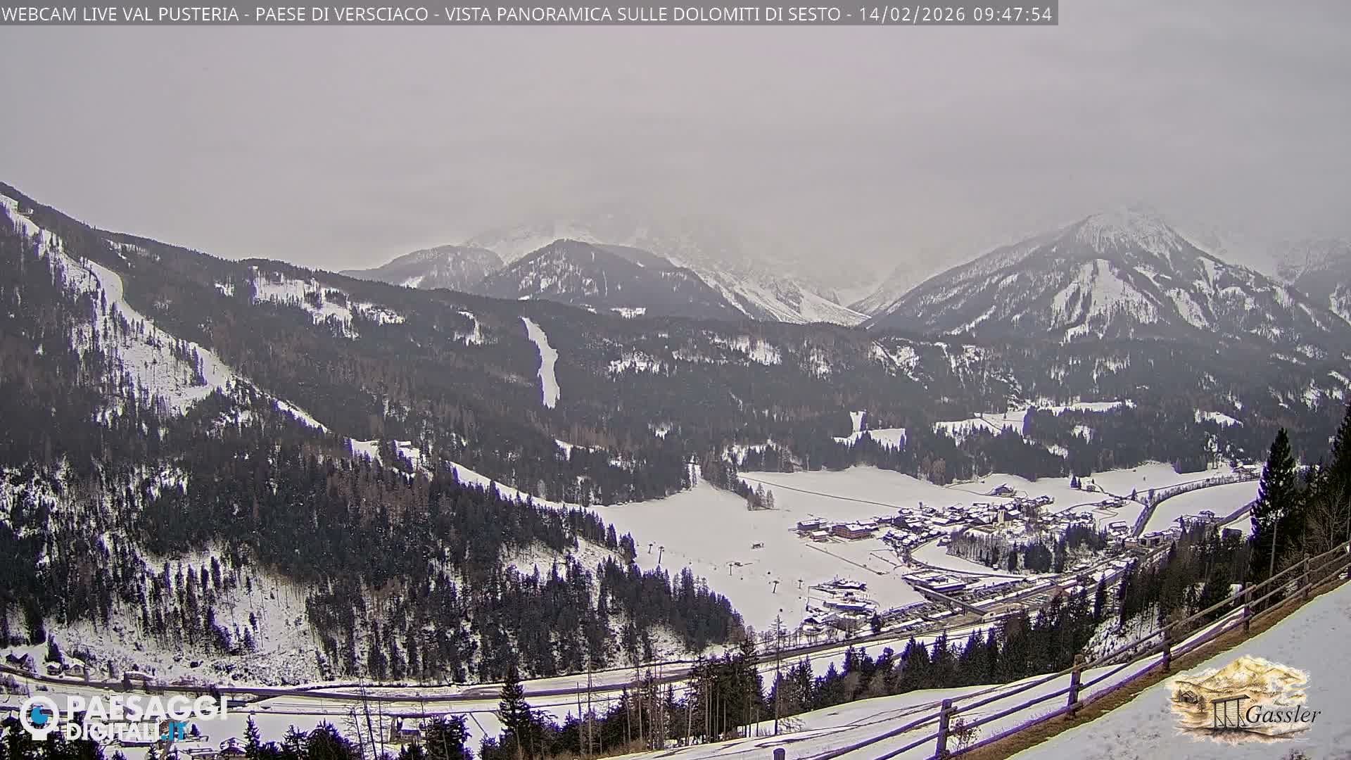 Val Pusteria (Puster Valley), Versciaco Vierschach Village & 3 Zinnen Dolomites Mountain View Live Cam - South Tyrol (Bolzano) , Trentino-South Tyrol (Trentino-Alto Adige/Südtirol), Italy