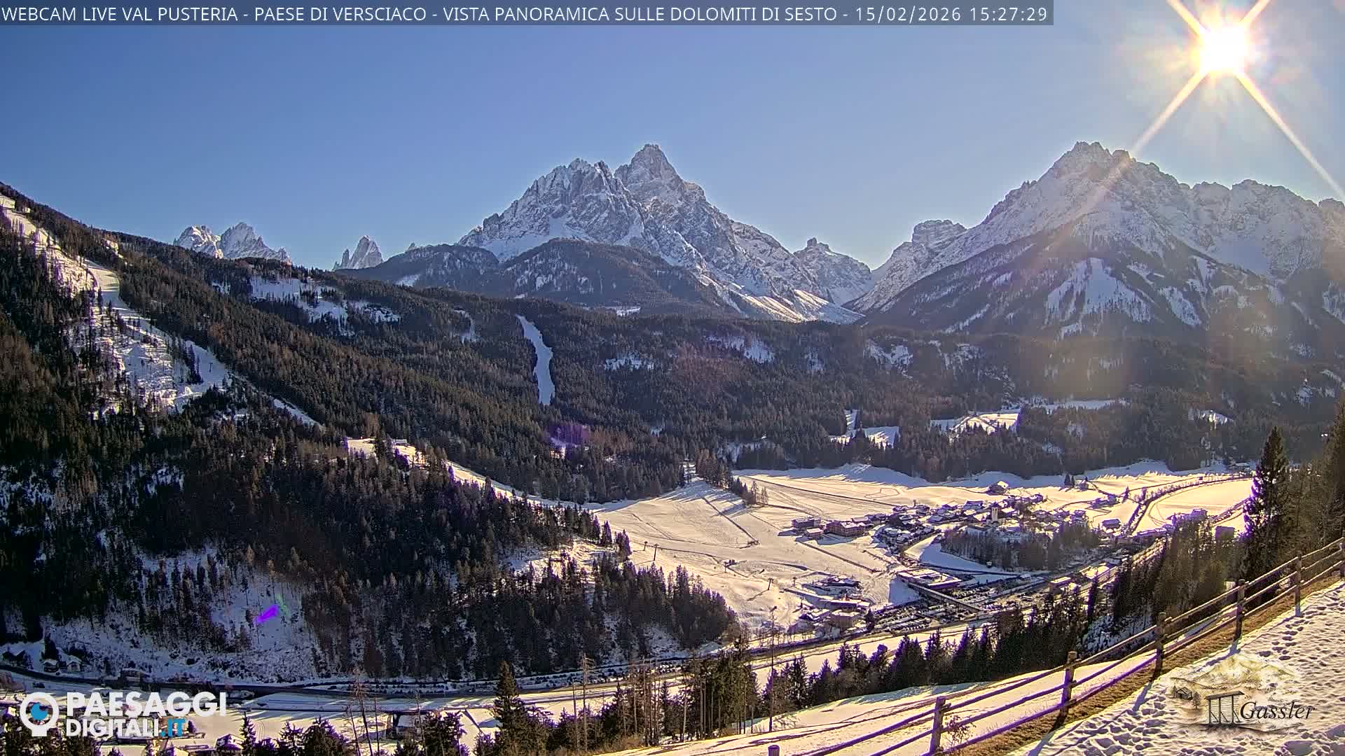 Val Pusteria (Puster Valley), Versciaco Vierschach Village & 3 Zinnen Dolomites Mountain View Live Cam - South Tyrol (Bolzano) , Trentino-South Tyrol (Trentino-Alto Adige/Südtirol), Italy