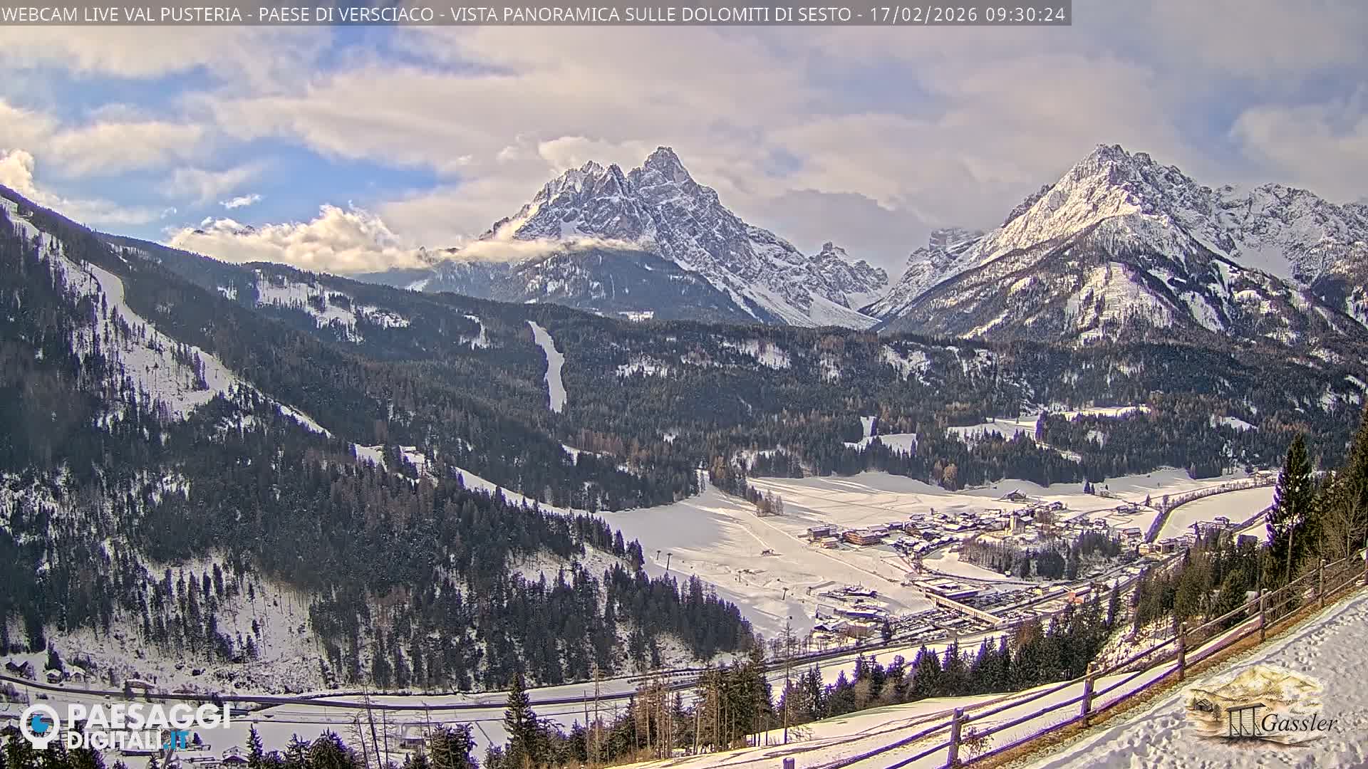 Val Pusteria (Puster Valley), Versciaco Vierschach Village & 3 Zinnen Dolomites Mountain View Live Cam - South Tyrol (Bolzano) , Trentino-South Tyrol (Trentino-Alto Adige/Südtirol), Italy