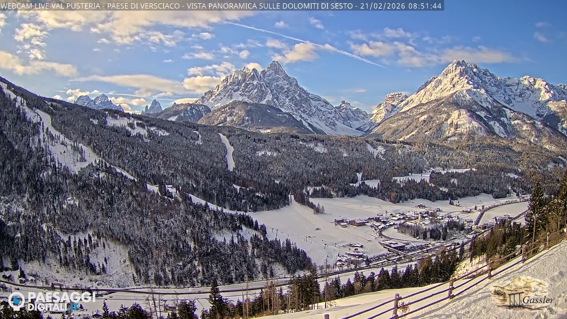 Val Pusteria (Puster Valley), Versciaco Vierschach Village & 3 Zinnen Dolomites Mountain View Live Cam - South Tyrol (Bolzano) , Trentino-South Tyrol (Trentino-Alto Adige/Südtirol), Italy