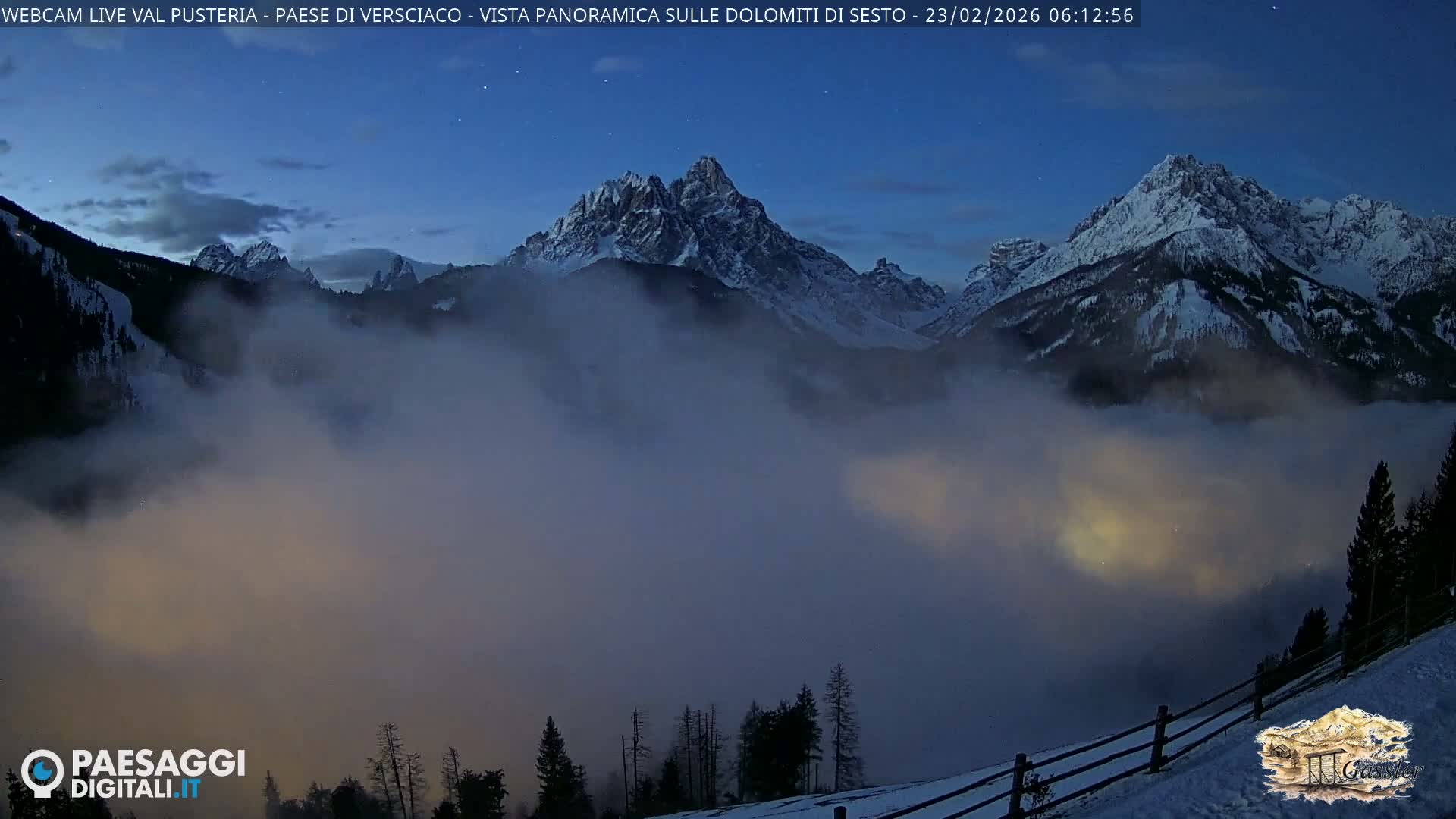 Val Pusteria (Puster Valley), Versciaco Vierschach Village & 3 Zinnen Dolomites Mountain View Live Cam - South Tyrol (Bolzano) , Trentino-South Tyrol (Trentino-Alto Adige/Südtirol), Italy