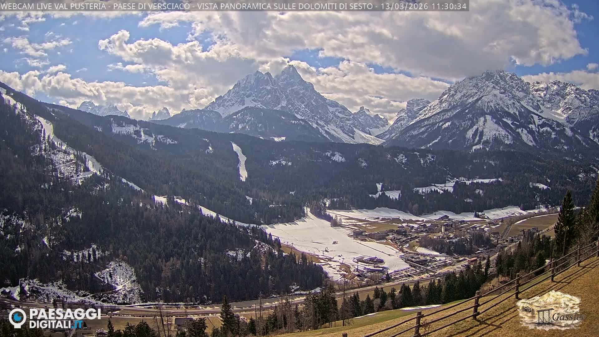 Val Pusteria (Puster Valley), Versciaco Vierschach Village & 3 Zinnen Dolomites Mountain View Live Cam - South Tyrol (Bolzano) , Trentino-South Tyrol (Trentino-Alto Adige/Südtirol), Italy