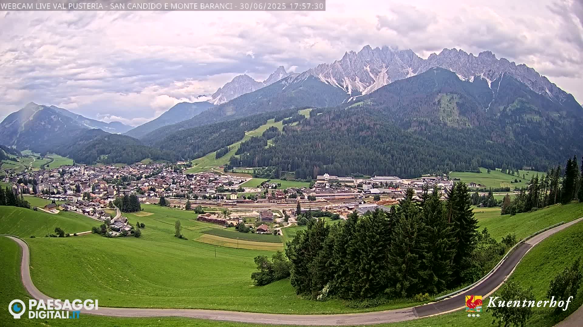 Val Pusteria (Puster Valley), San Candido (Innichen) Village & Monte Baranci Mount View Live Cam - South Tyrol (Bolzano) , Trentino-South Tyrol (Trentino-Alto Adige/Südtirol), Italy